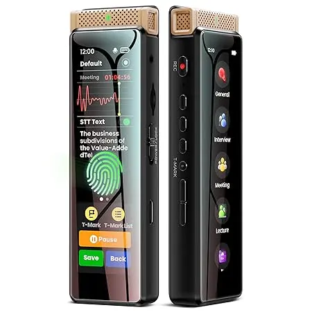 Innioasis 136GB Voice Recorder Device with Playback, Full Touchscreen Audio Recording Device with AI Intelligent Transcription and Bluetooth, Voice Recorder Mic and Voice Activated Sound (Gold)